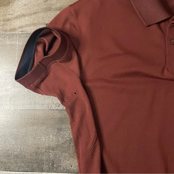 Lululemon Athletica Men's Tech Pique Polo Shirt Golf Classic Mahogany Red sz L - Picture 8 of 10